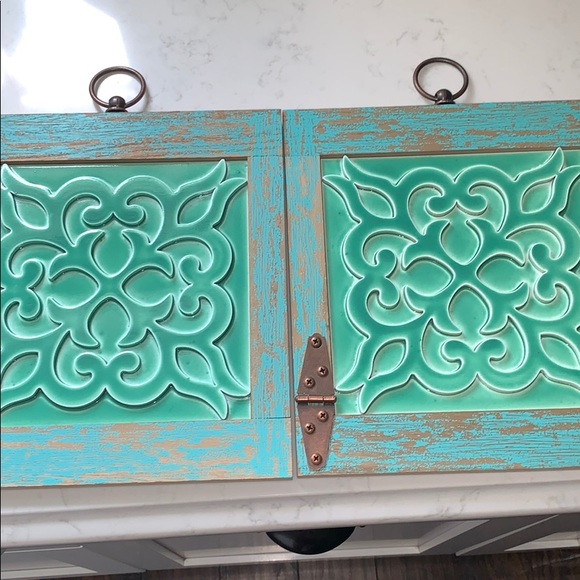 Other - 2 Turquoise Hanging Tile Look Wall Decor